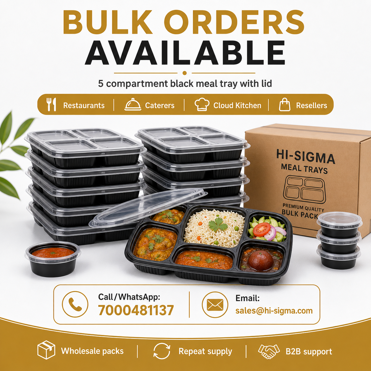 Bulk orders for 5CP black meal tray
