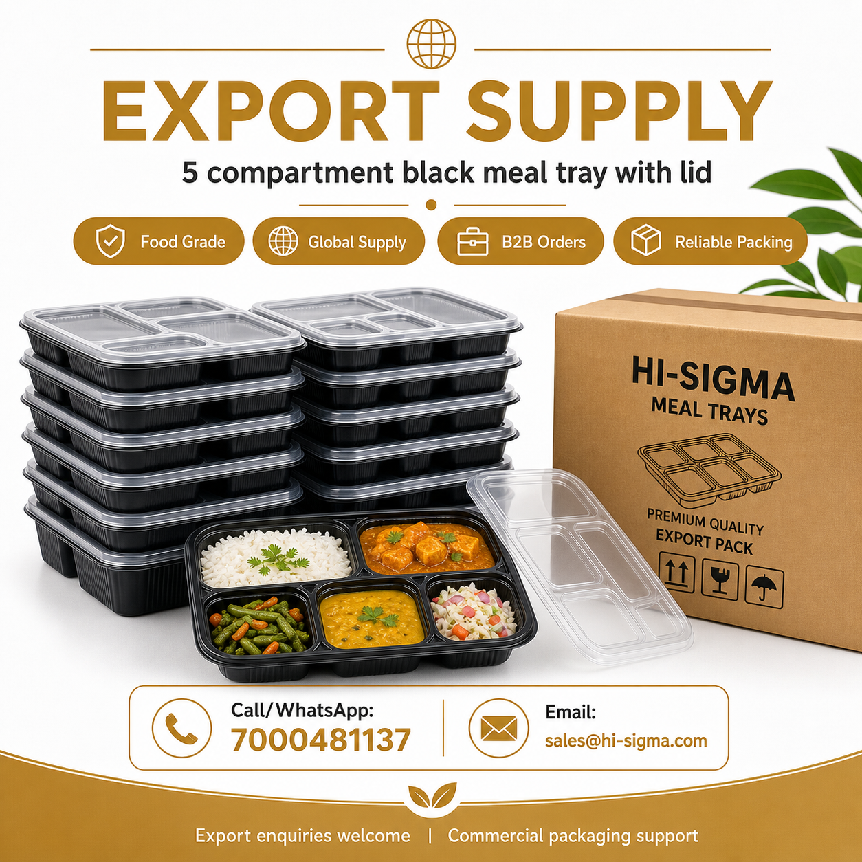 Export supply for 5CP black meal tray