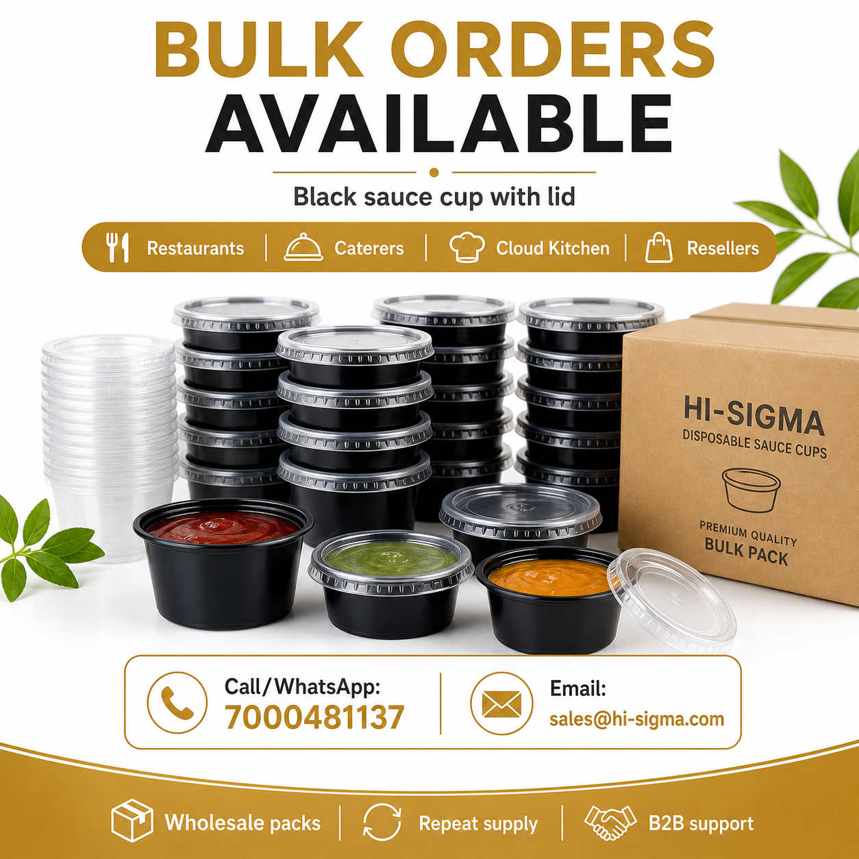 Bulk orders for black sauce cup with lid