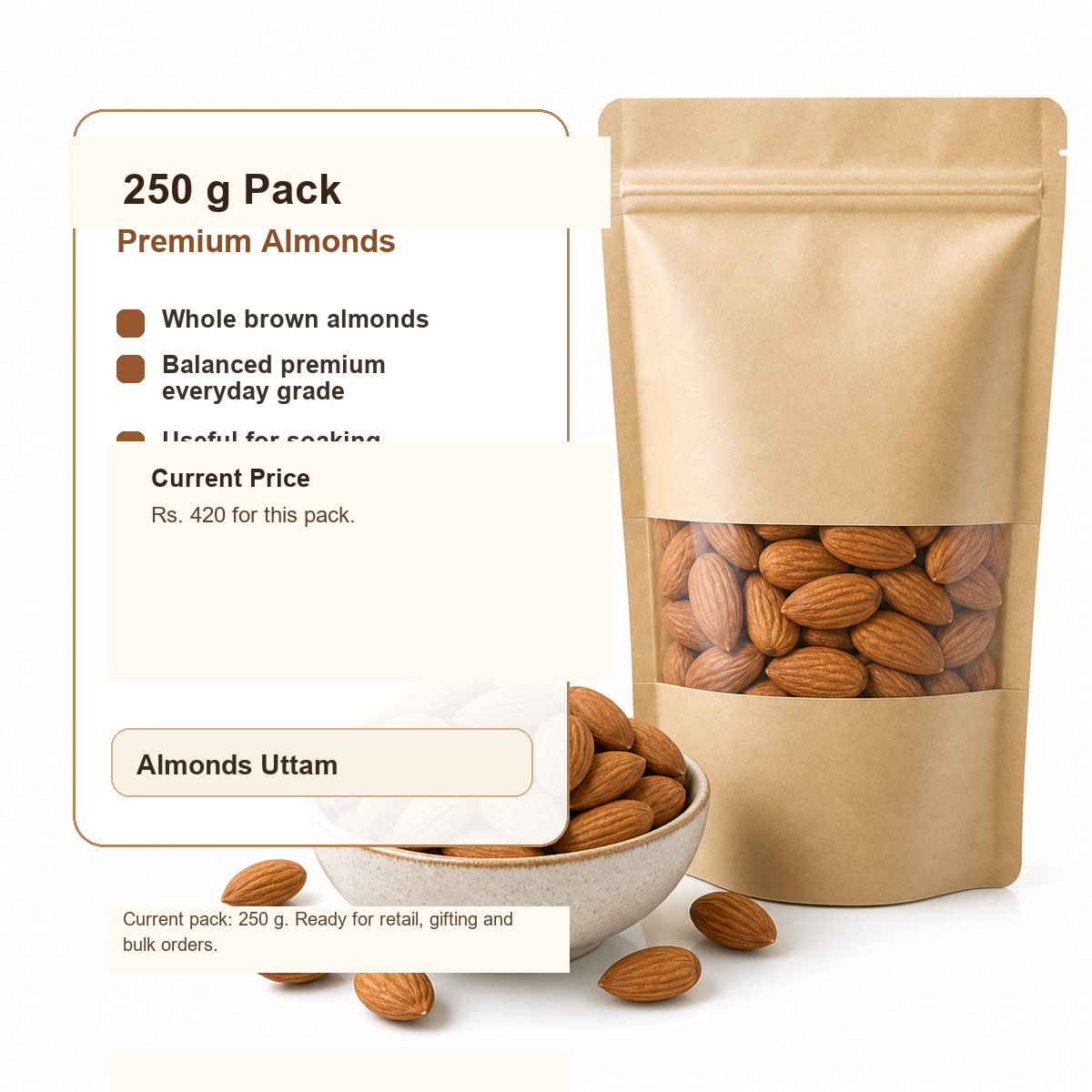 Almonds Uttam premium 250 g product image