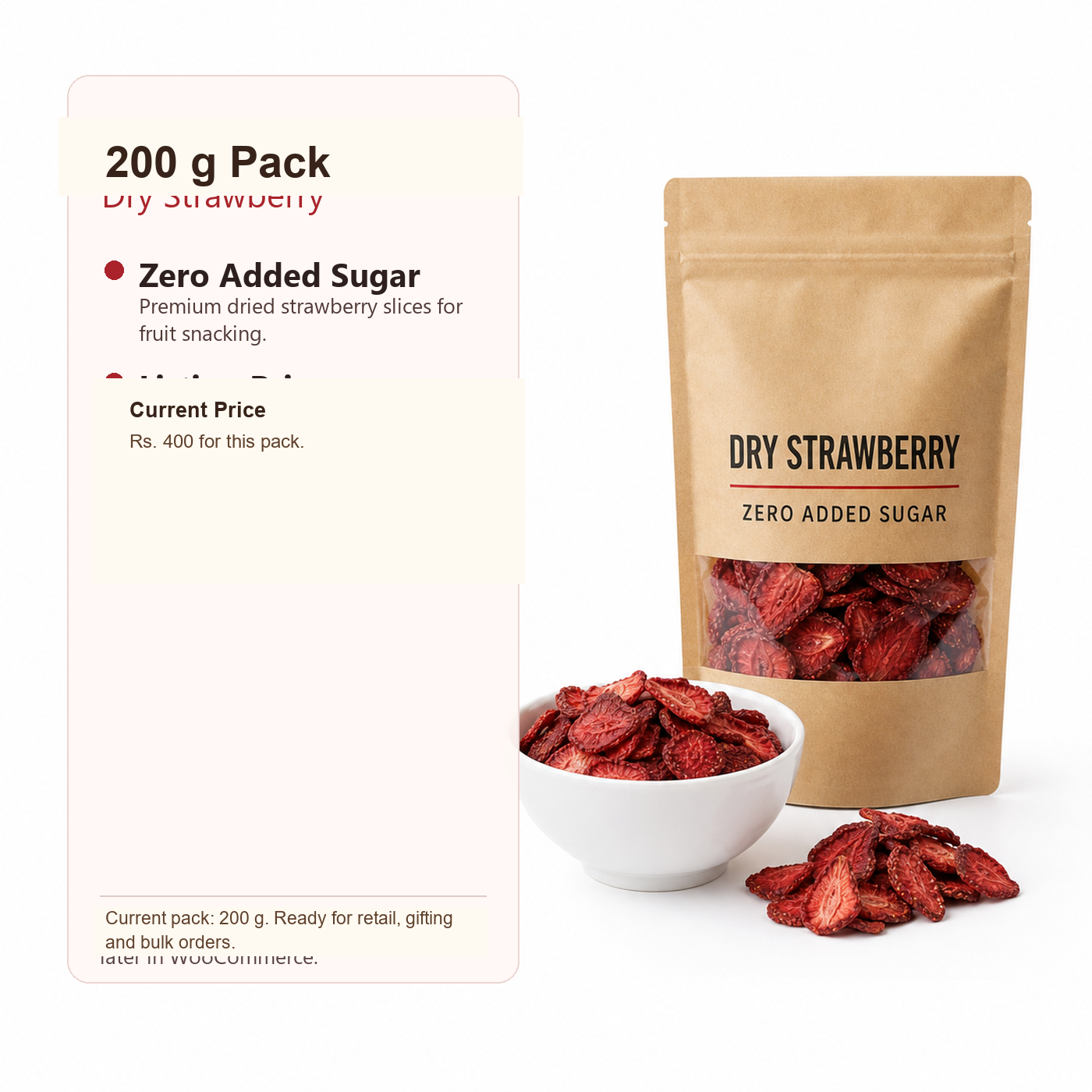 Dry Strawberry Zero Added Sugar premium 250 g product image