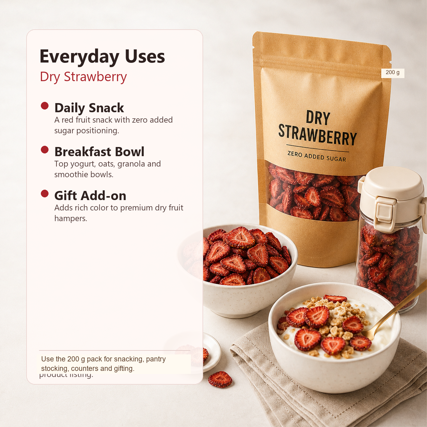 Dry Strawberry Zero Added Sugar ecommerce product image 6